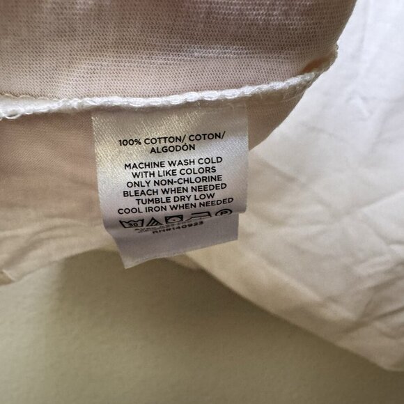 Loft Cotton Cream Short Ruffle Puff Sleeve Round Neck Top Size Large - Picture 7 of 8